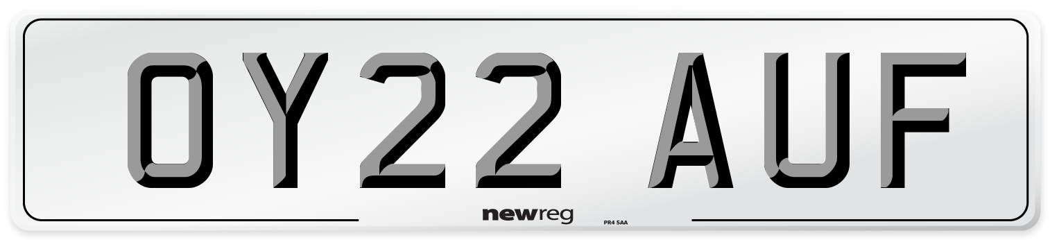 OY22 AUF Front Number Plate