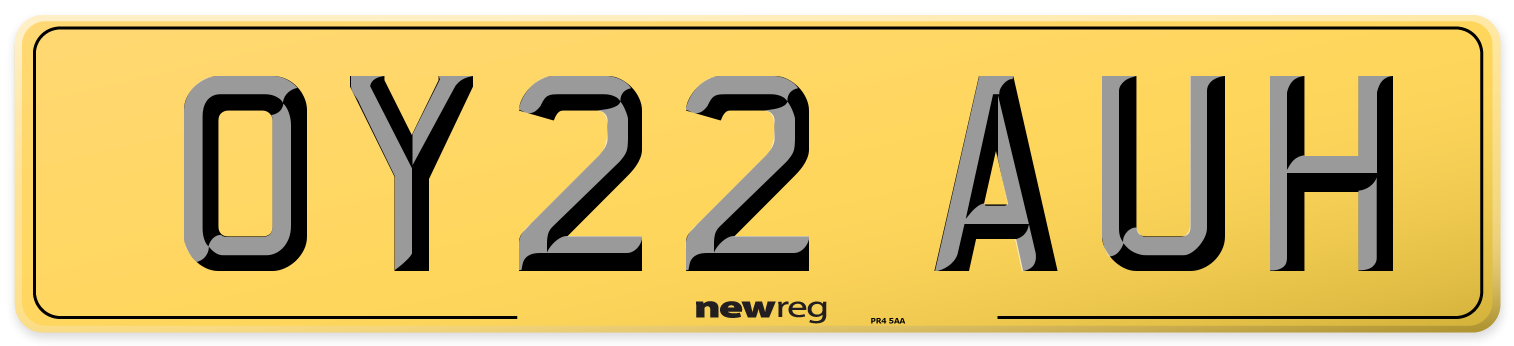 OY22 AUH Rear Number Plate