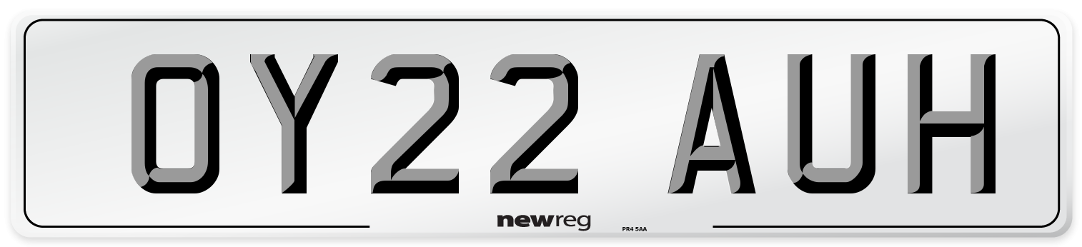 OY22 AUH Front Number Plate