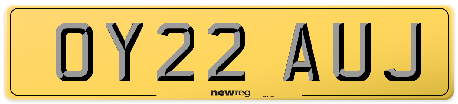 OY22 AUJ Rear Number Plate