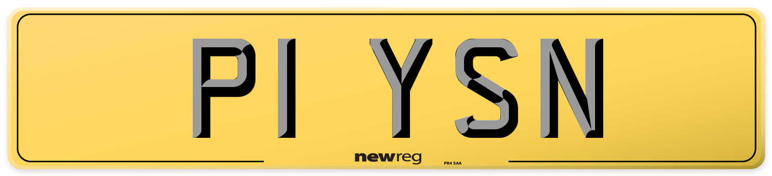 P1 YSN Rear Number Plate