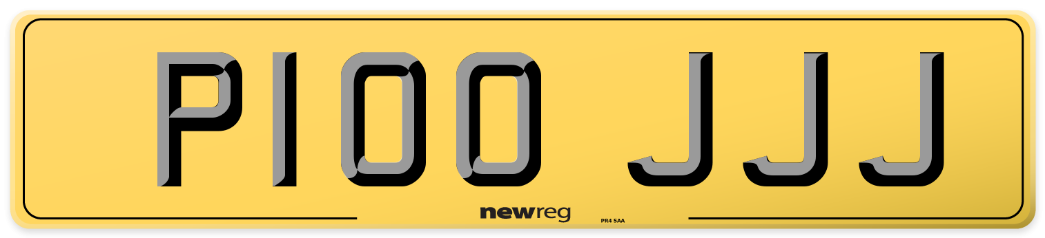 P100 JJJ Rear Number Plate