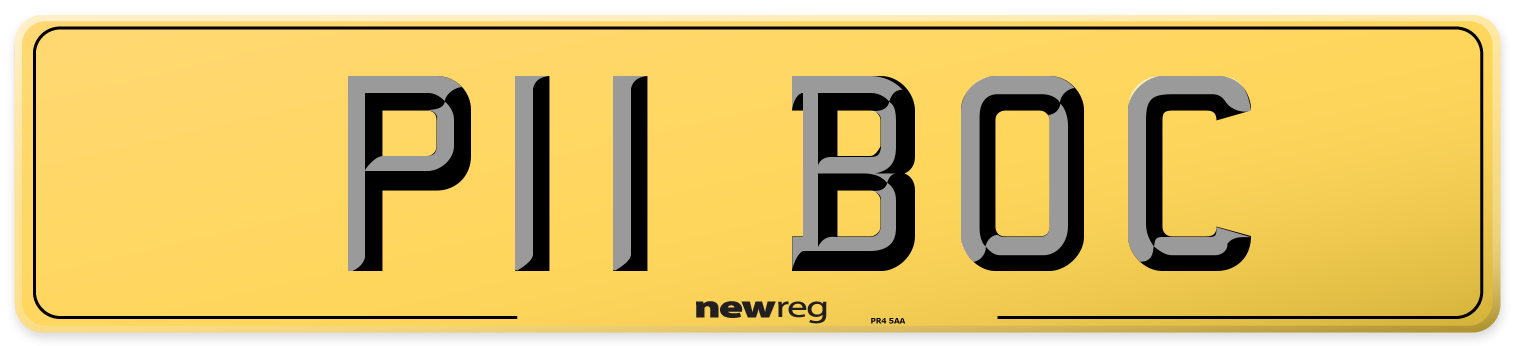 P11 BOC Rear Number Plate