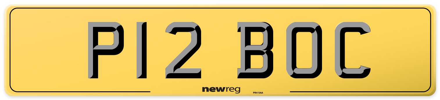 P12 BOC Rear Number Plate