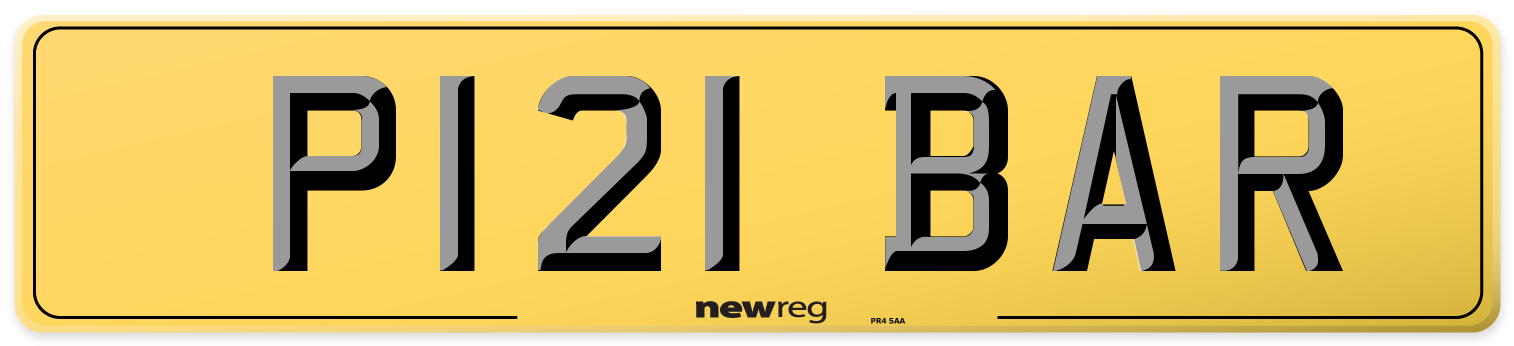 P121 BAR Rear Number Plate