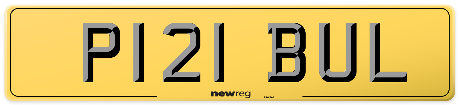 P121 BUL Rear Number Plate