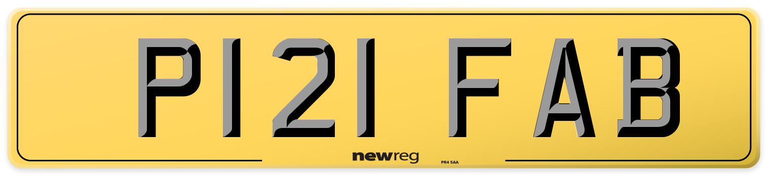 P121 FAB Rear Number Plate