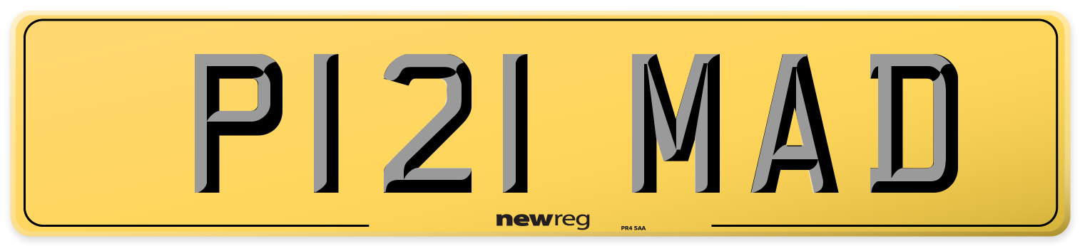 P121 MAD Rear Number Plate