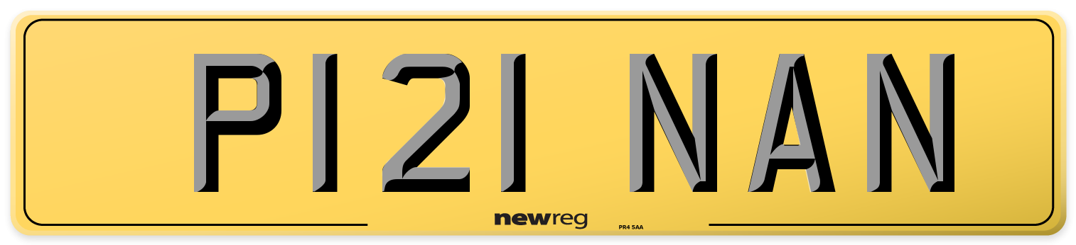 P121 NAN Rear Number Plate
