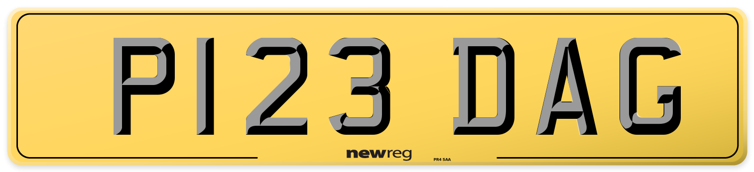 P123 DAG Rear Number Plate