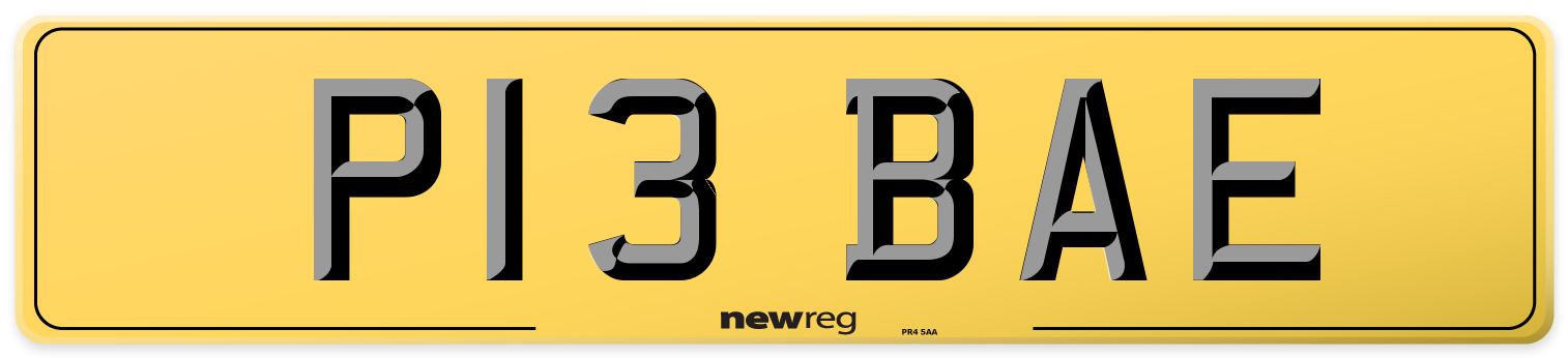P13 BAE Rear Number Plate