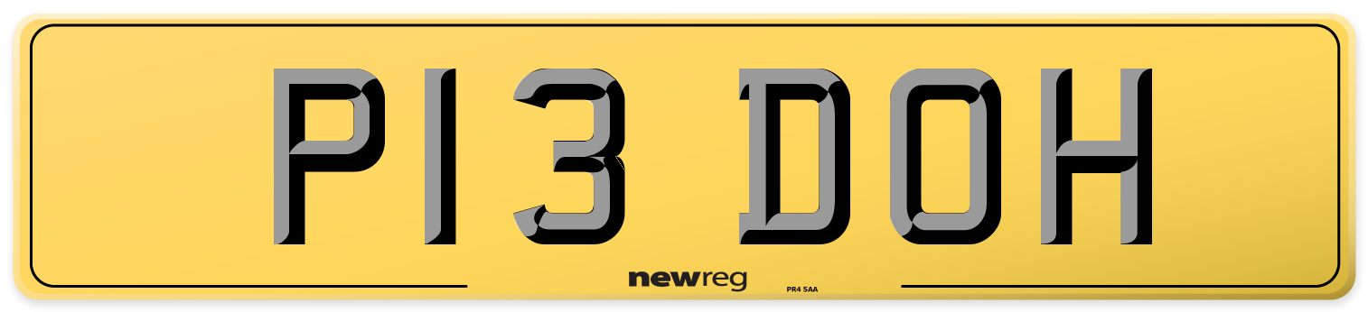 P13 DOH Rear Number Plate