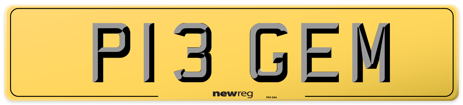 P13 GEM Rear Number Plate