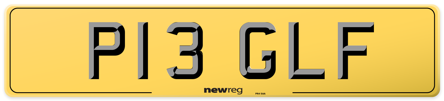 P13 GLF Rear Number Plate