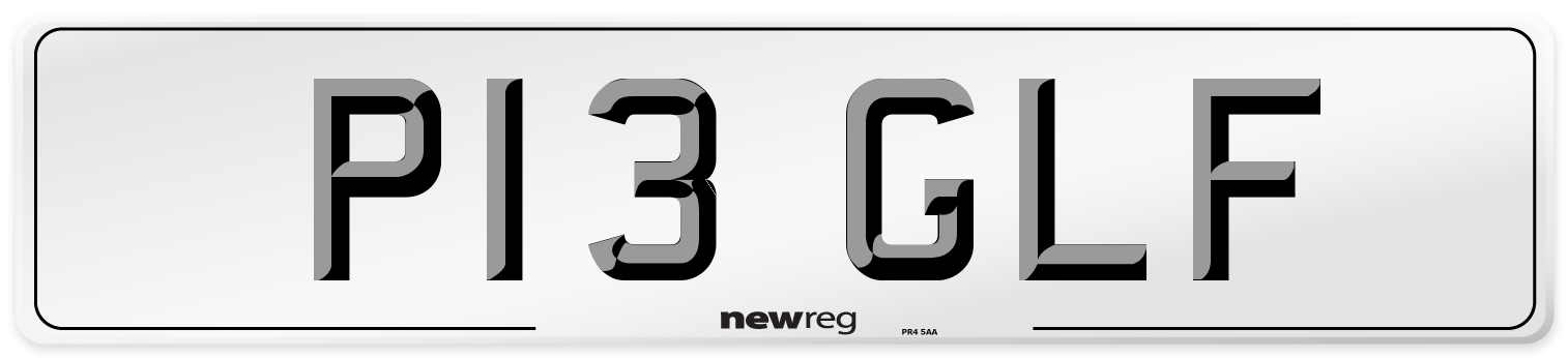 P13 GLF Front Number Plate