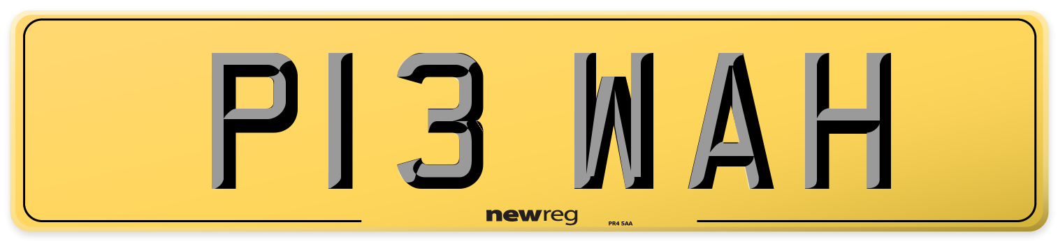 P13 WAH Rear Number Plate