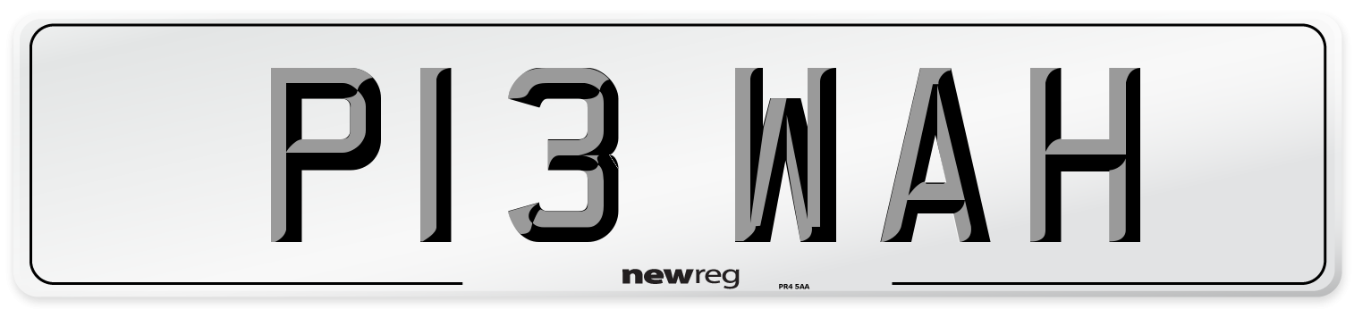 P13 WAH Front Number Plate