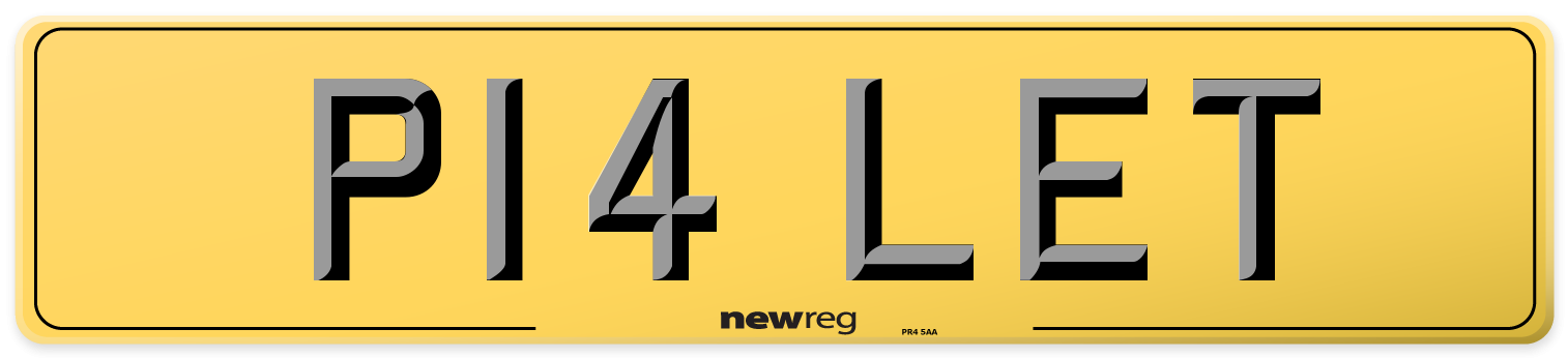 P14 LET Rear Number Plate