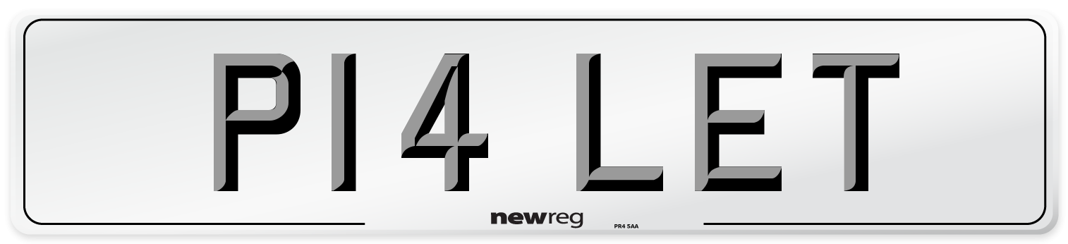 P14 LET Front Number Plate