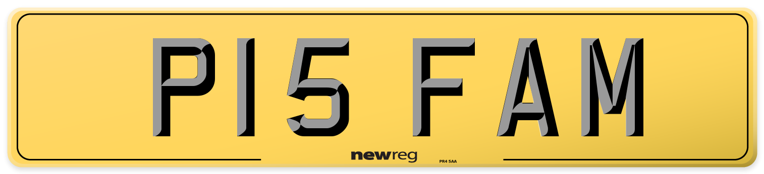 P15 FAM Rear Number Plate