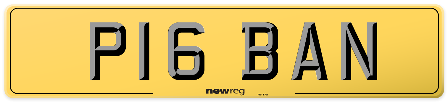 P16 BAN Rear Number Plate