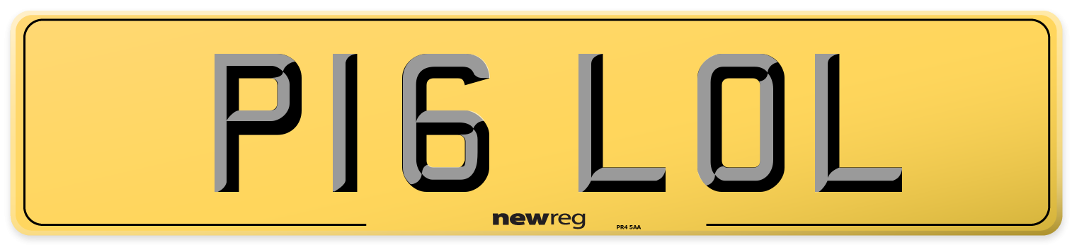 P16 LOL Rear Number Plate