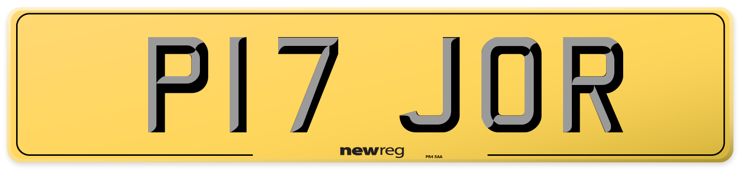 P17 JOR Rear Number Plate