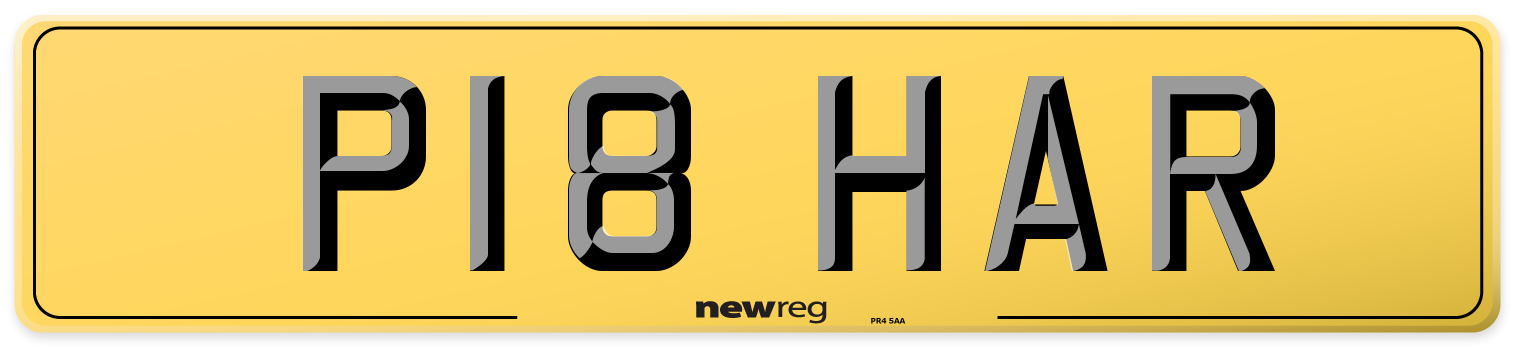P18 HAR Rear Number Plate