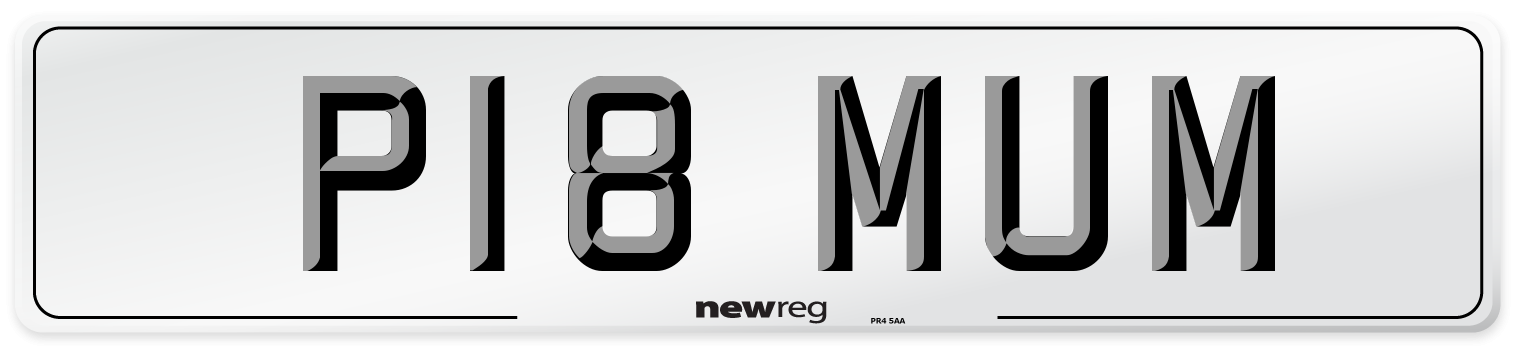 P18 MUM Front Number Plate