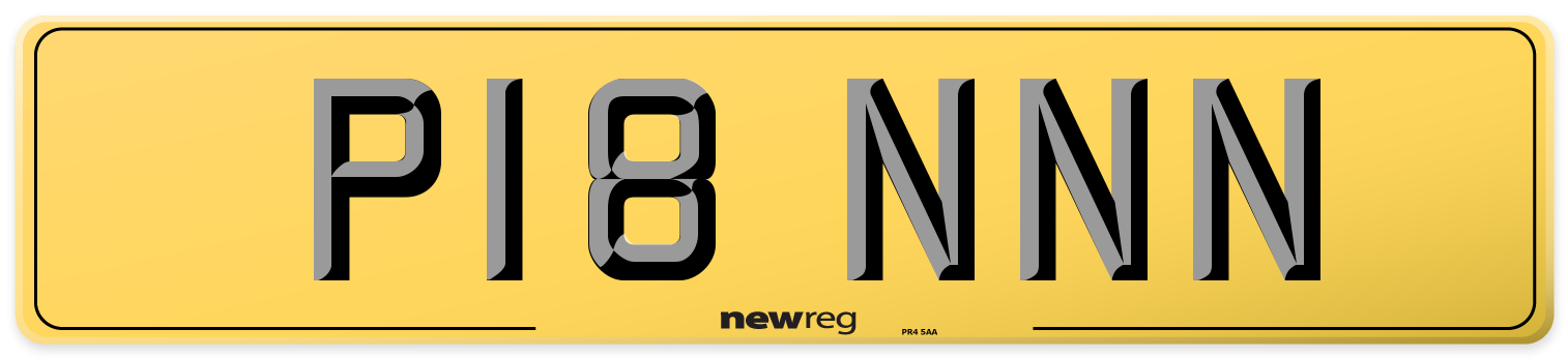 P18 NNN Rear Number Plate