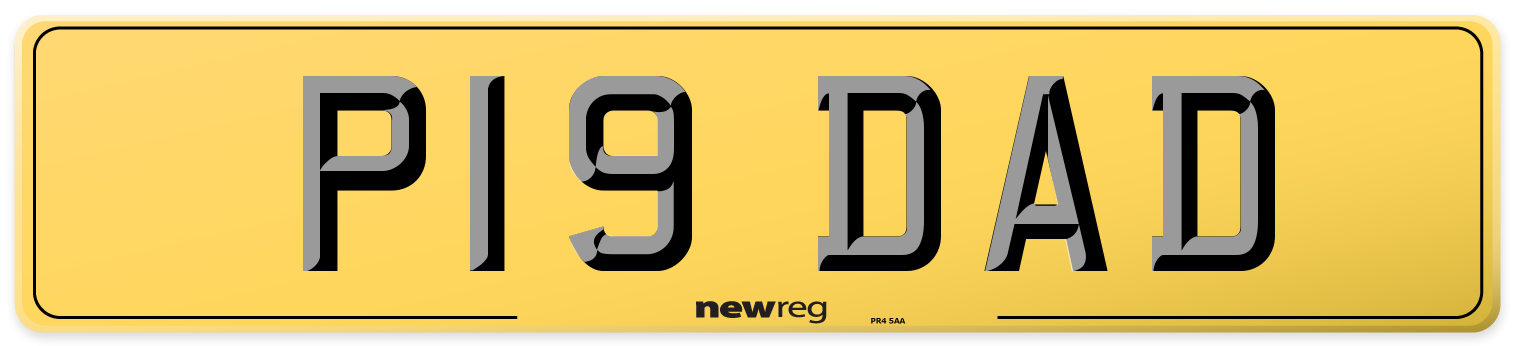 P19 DAD Rear Number Plate