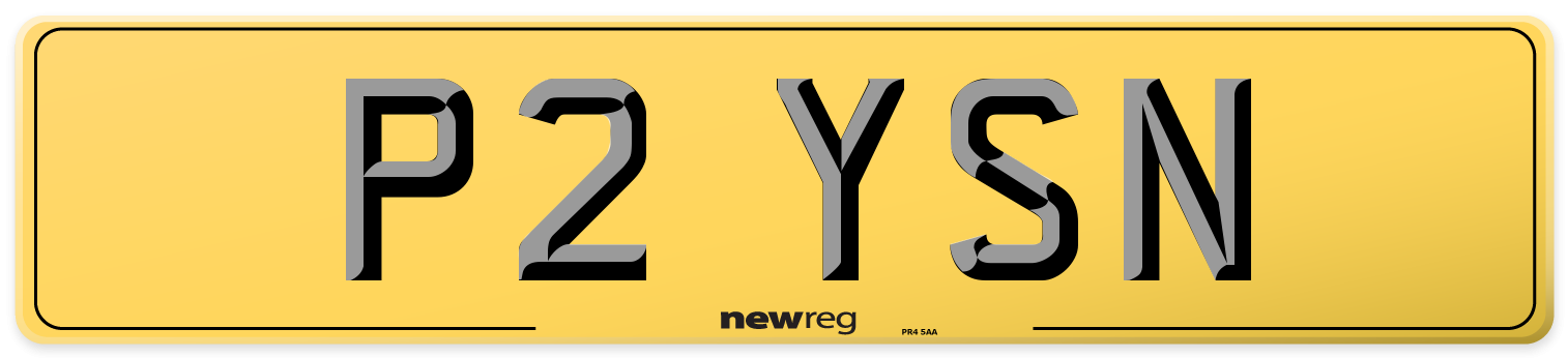 P2 YSN Rear Number Plate