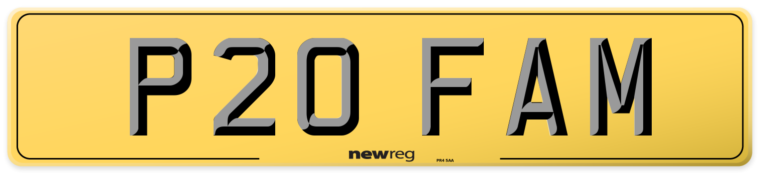 P20 FAM Rear Number Plate