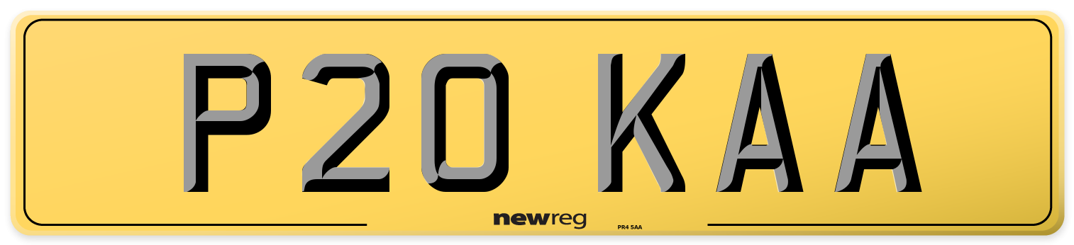P20 KAA Rear Number Plate