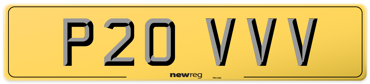P20 VVV Rear Number Plate