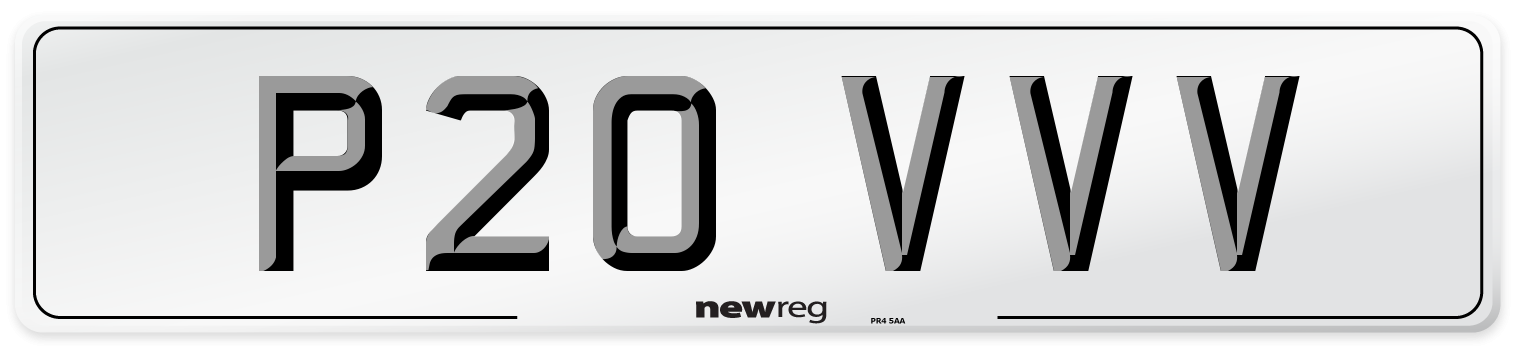P20 VVV Front Number Plate