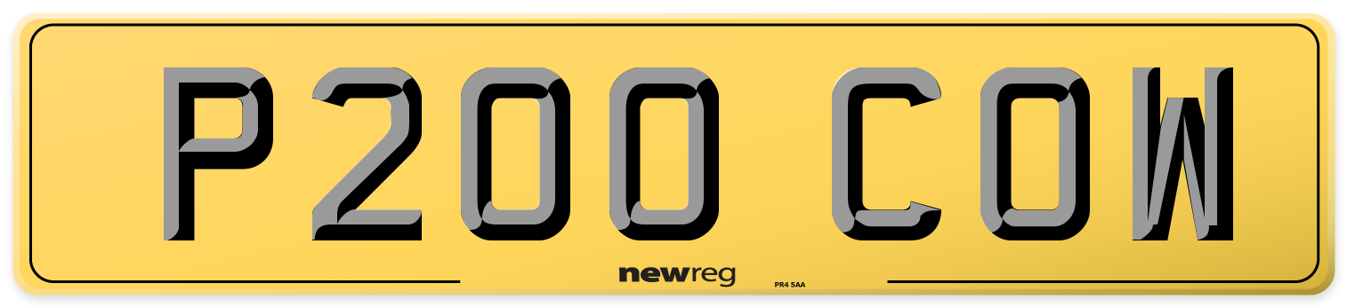 P200 COW Rear Number Plate
