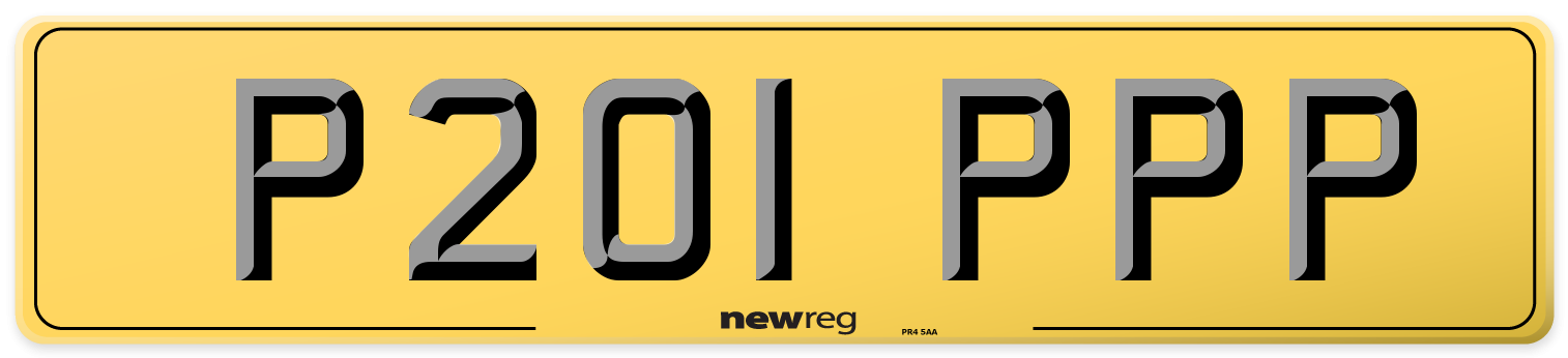 P201 PPP Rear Number Plate