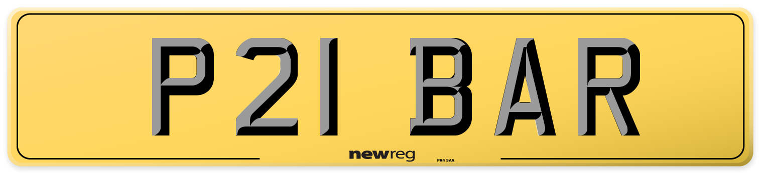 P21 BAR Rear Number Plate