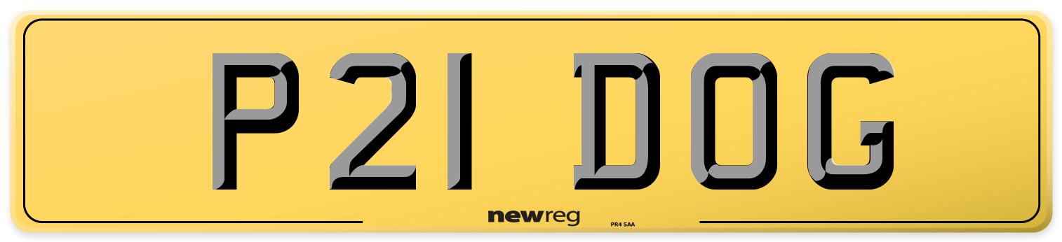 P21 DOG Rear Number Plate