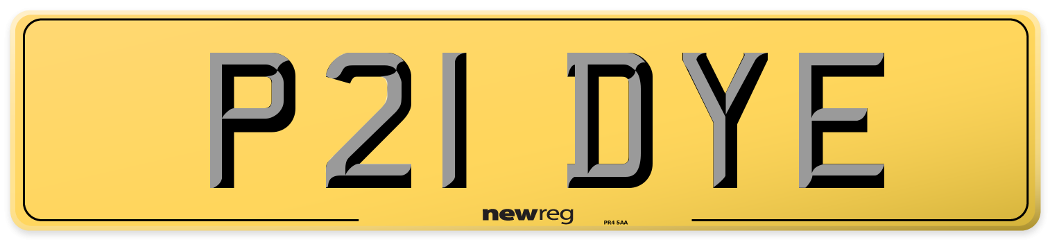 P21 DYE Rear Number Plate