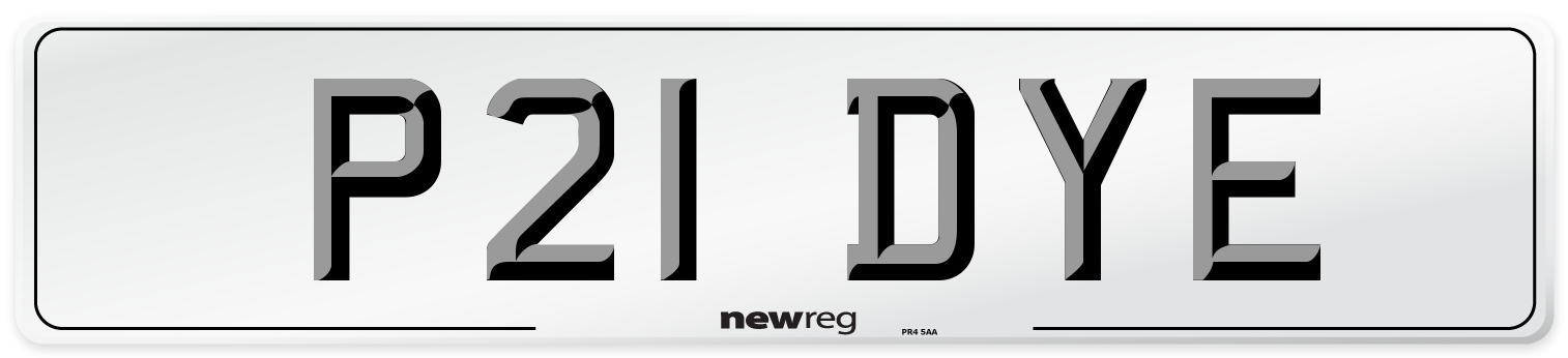 P21 DYE Front Number Plate