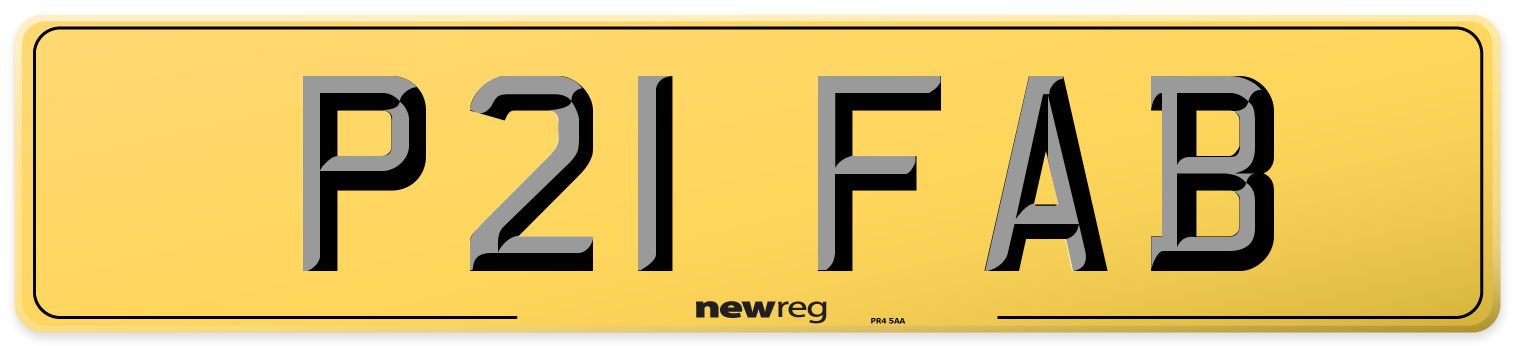 P21 FAB Rear Number Plate