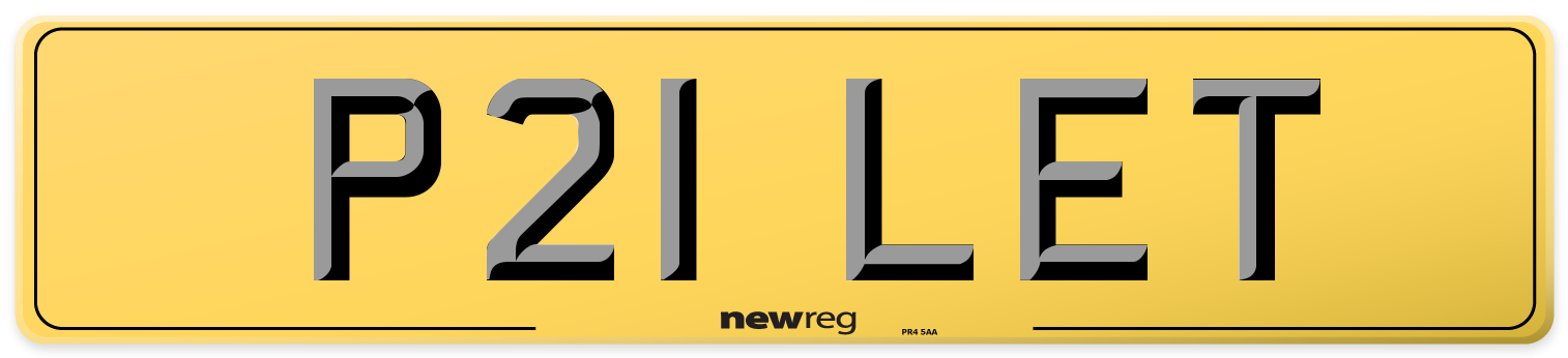 P21 LET Rear Number Plate