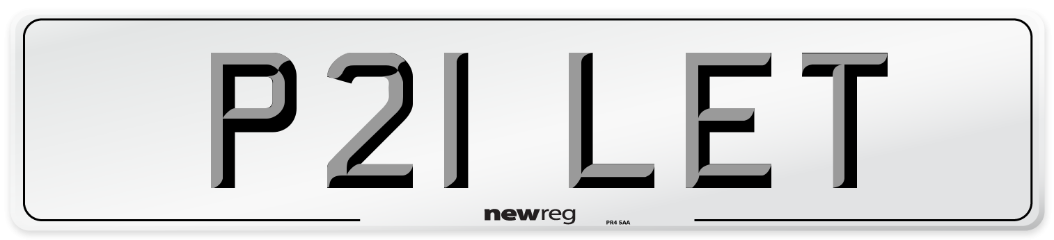 P21 LET Front Number Plate