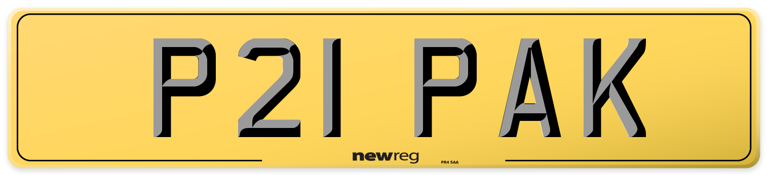 P21 PAK Rear Number Plate
