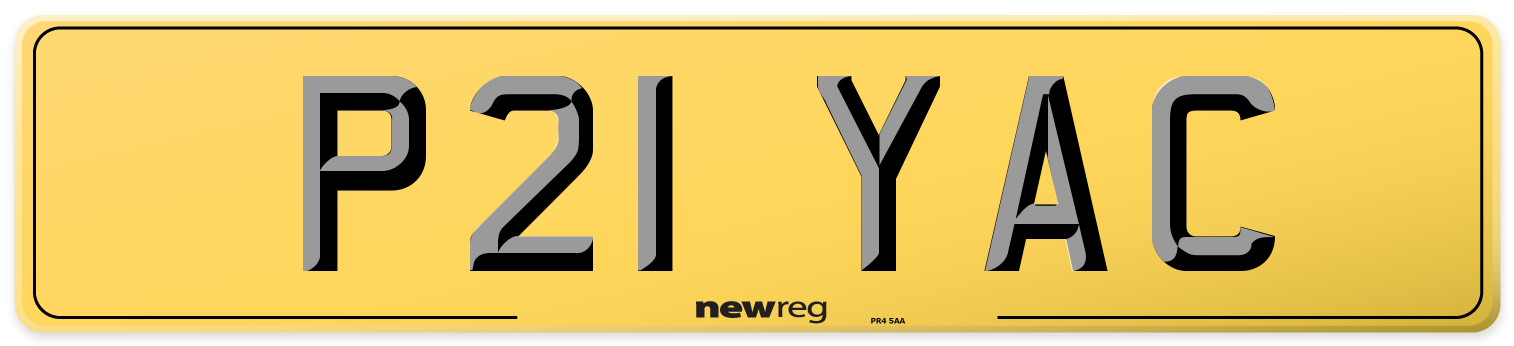 P21 YAC Rear Number Plate