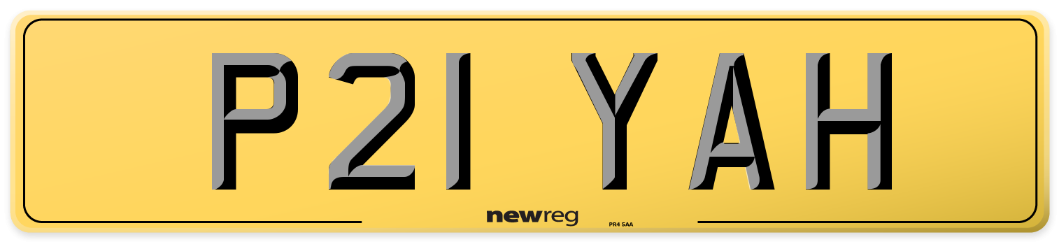 P21 YAH Rear Number Plate