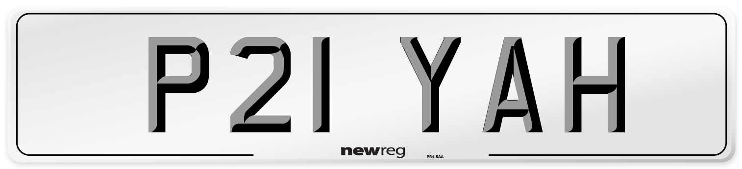 P21 YAH Front Number Plate