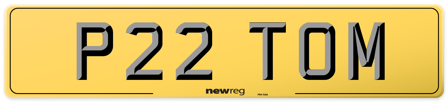 P22 TOM Rear Number Plate